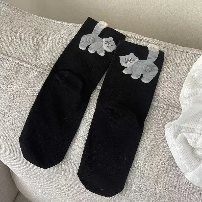 3D Cat Printed Mid-Tube Comfortable Socks • Unisex • EU 35-40 • 1-3 Pairs