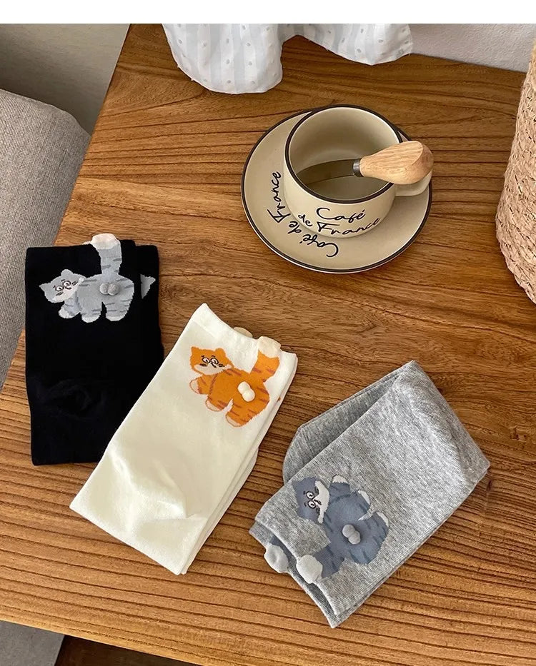 3D Cat Printed Mid-Tube Comfortable Socks • Unisex • EU 35-40 • 1-3 Pairs