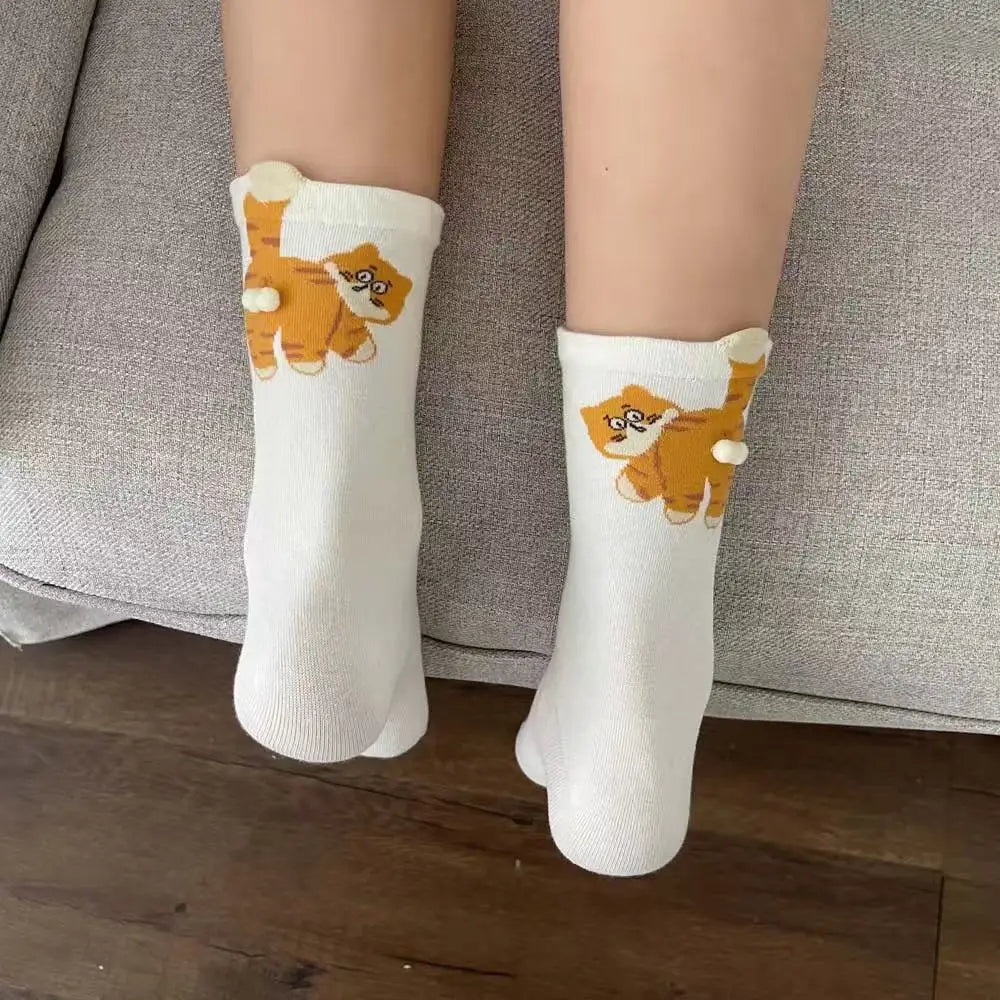 3D Cat Printed Mid-Tube Comfortable Socks • Unisex • EU 35-40 • 1-3 Pairs